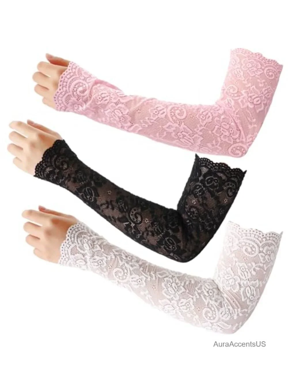 Floral Lace UV Arm Sleeves for Women - 3 Pack